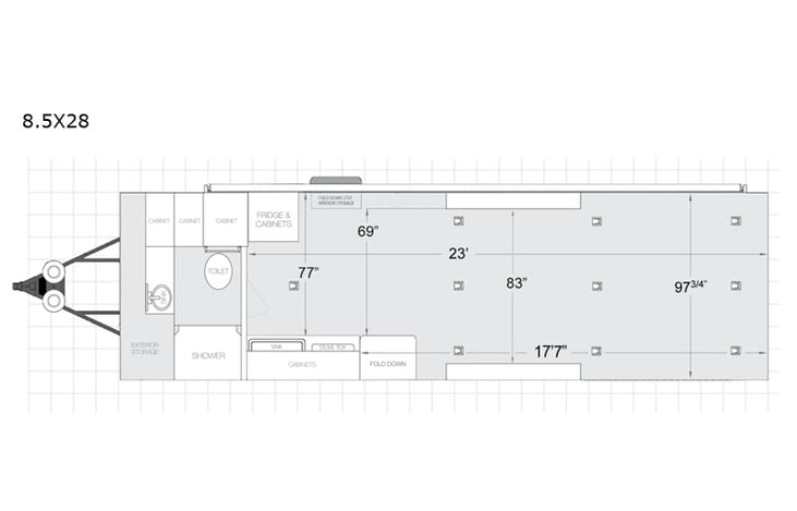 Representative floor plan provided by a trusted RVshare partner.