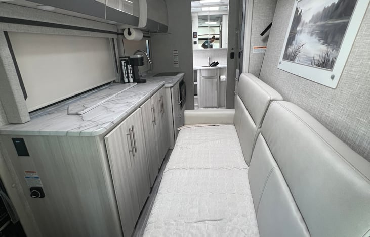 Galley with slide closed