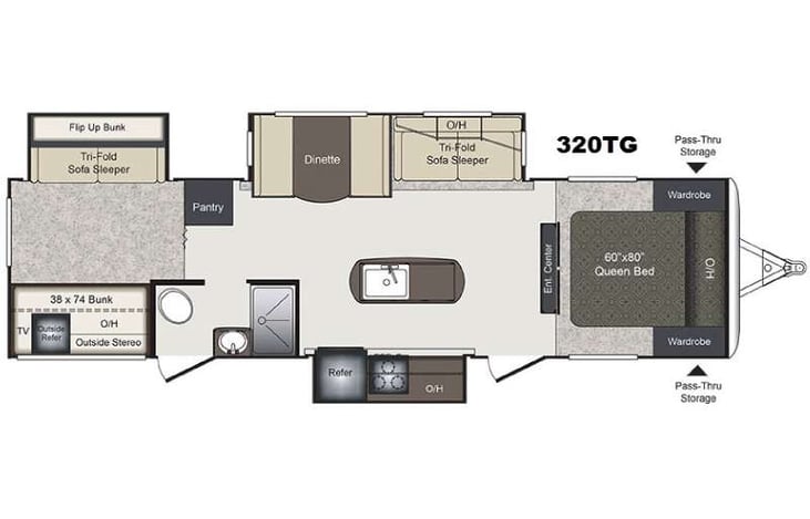 Representative floor plan provided by a trusted RVshare partner.