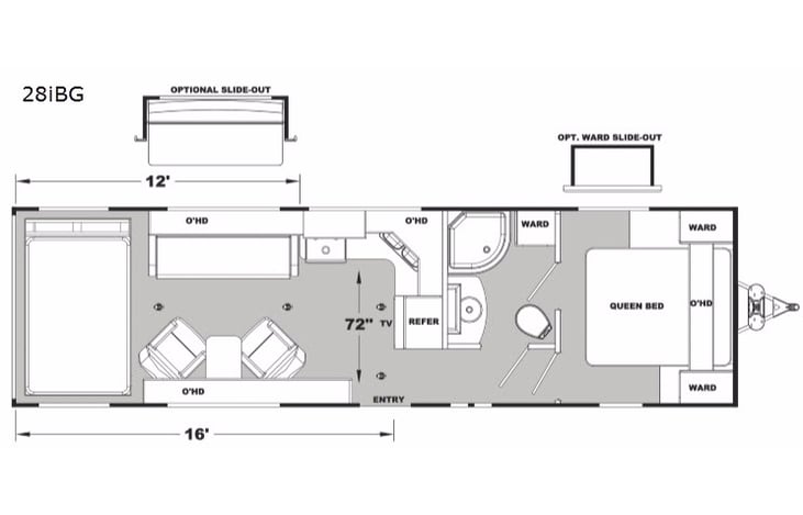 Representative floor plan provided by a trusted RVshare partner.