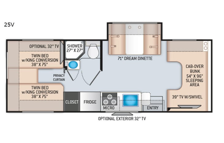 Representative floor plan provided by a trusted RVshare partner.