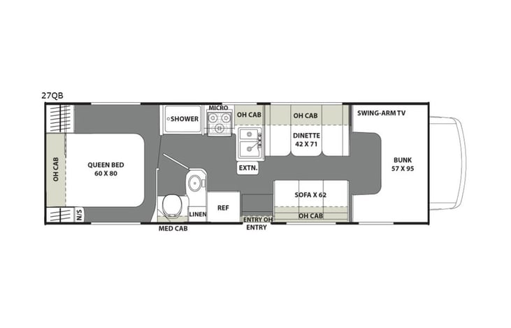 Representative floor plan provided by a trusted RVshare partner.