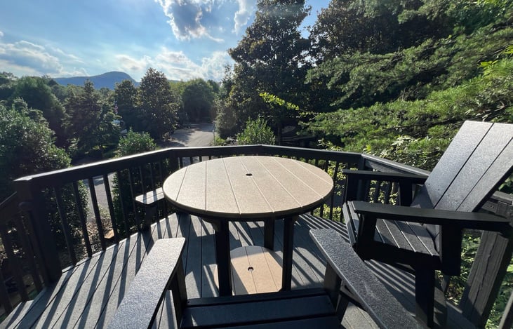 Spacious and private Lake Lure, NC Apple Valley Farm Motorcoach Resort lot rental with utilities $85/night.