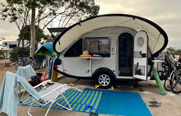 Camping by the beach with optional awning