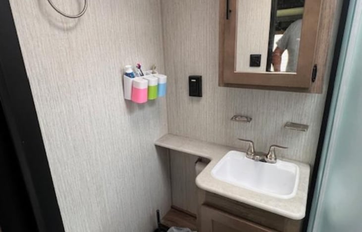 Bathroom sink and toilet