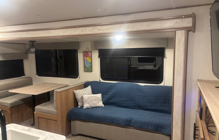 Jackknife sofa lays flat for another bed!