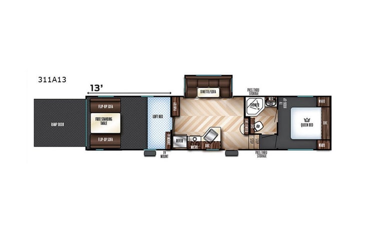 Representative floor plan provided by a trusted RVshare partner.