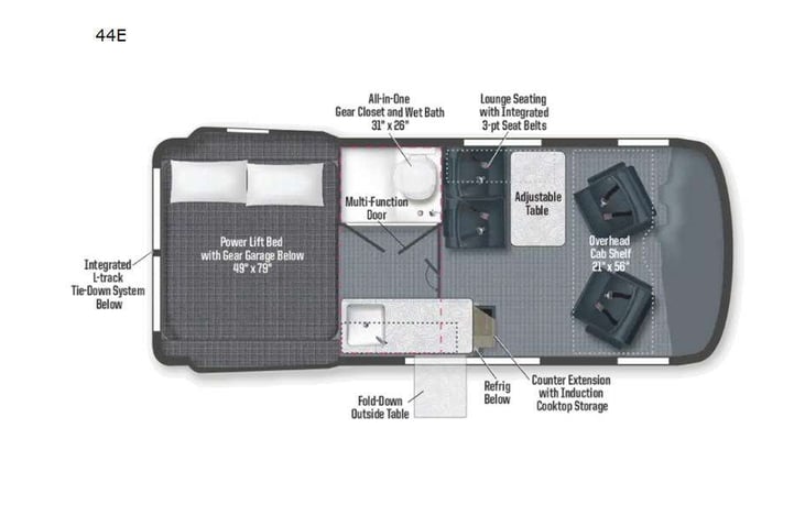 Representative floor plan provided by a trusted RVshare partner.
