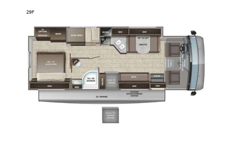 Representative floor plan provided by a trusted RVshare partner.