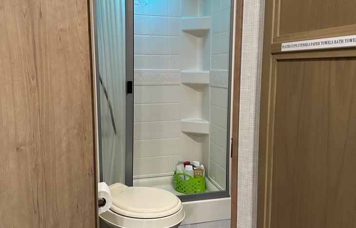 Bathroom and shower have all amenities included