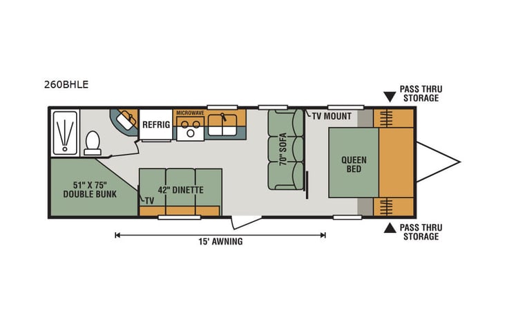 Representative floor plan provided by a trusted RVshare partner.