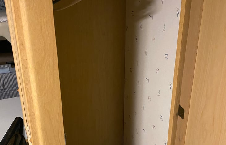 One of two full-length closets come with hangers and plenty of storage space for your clothes.