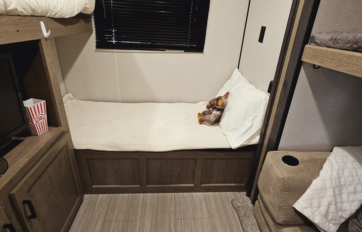 bunk room located in the back of the trailer