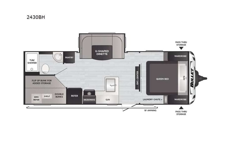 Representative floor plan provided by a trusted RVshare partner.