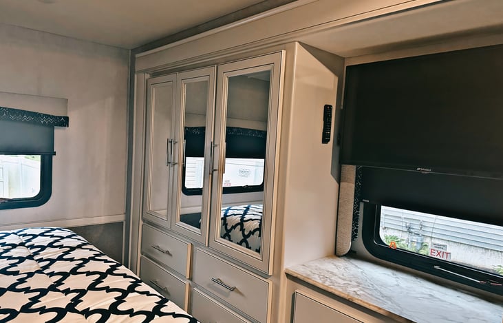 Master Bedroom Full Closet, Dresser with ample storage and TV