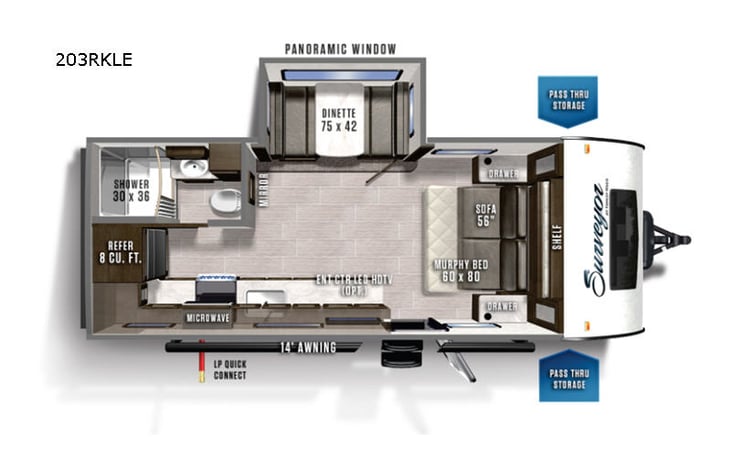 Representative floor plan provided by a trusted RVshare partner.