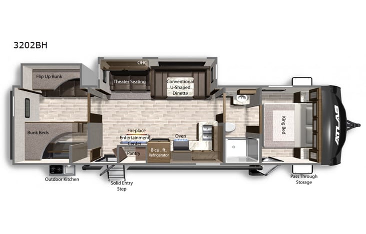 Representative floor plan provided by a trusted RVshare partner.