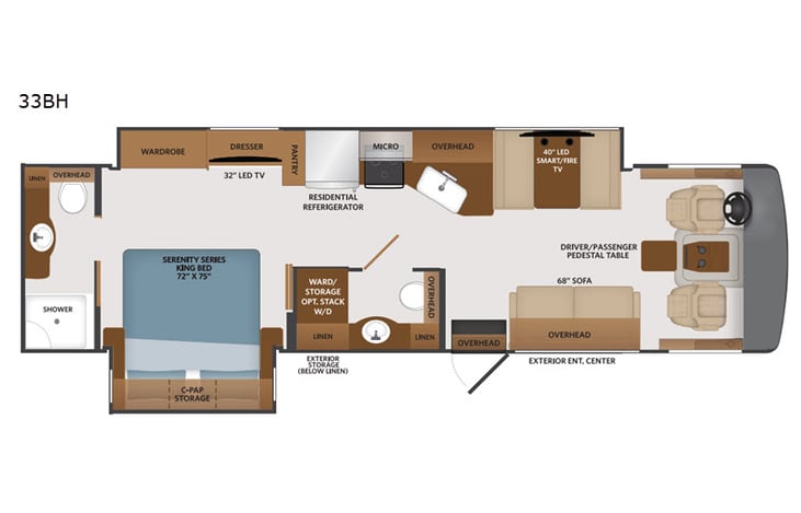 Representative floor plan provided by a trusted RVshare partner.