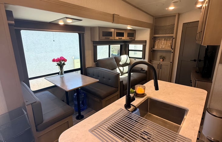 Main cabin dinette/ living room view.