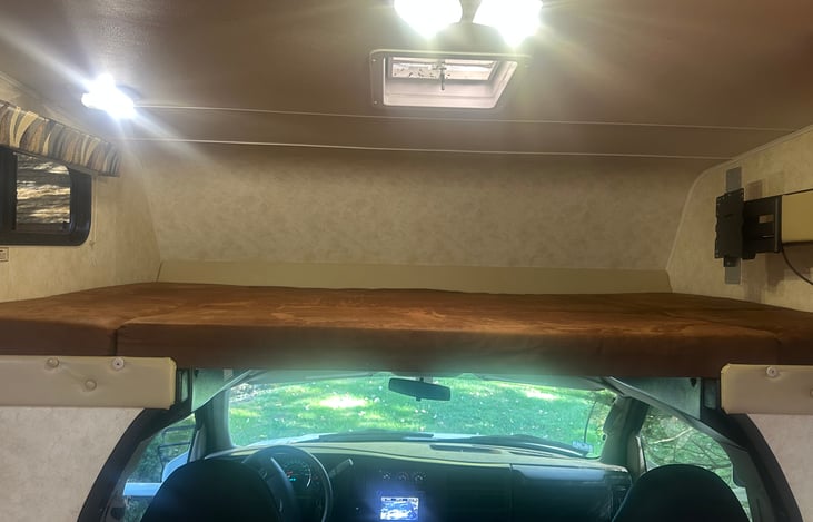 not shown here, but a 42' Samsung Smart TV is on swing arm with DVD player in cabinet for movie night. We have a selection of DVD's as well.