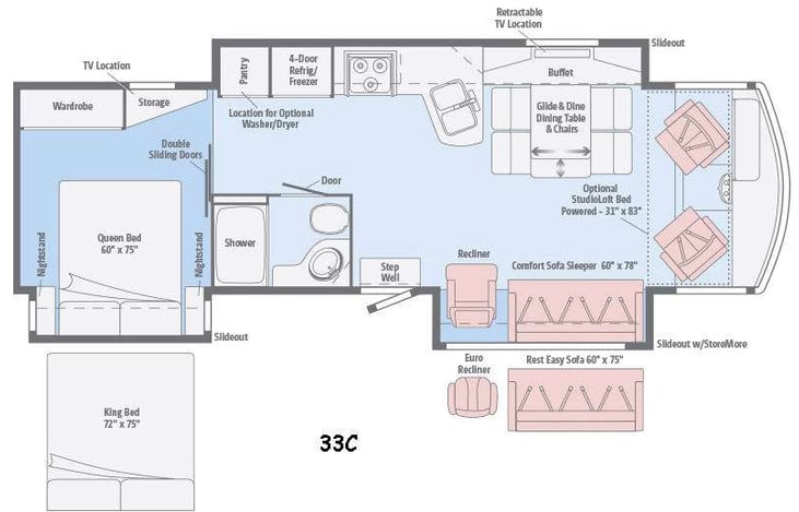 Representative floor plan provided by a trusted RVshare partner.