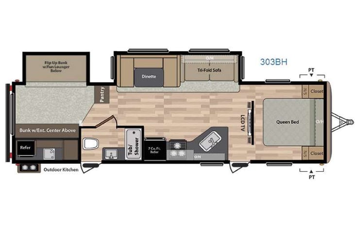 Representative floor plan provided by a trusted RVshare partner.