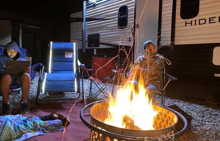 Camping out in the backyard