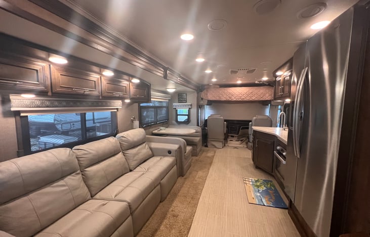 Each couch section has a seatbelt to buckle up kids or pets in harness while driving.