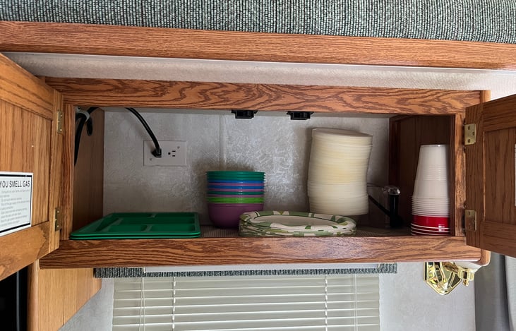 Disposable cups, plates and bowls while they last.