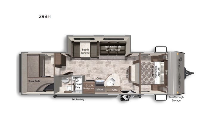 Representative floor plan provided by a trusted RVshare partner.