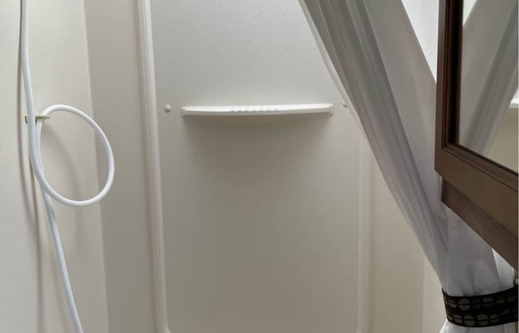 Our bathroom has a tub instead of just a shower that allows for bath time for your little ones.