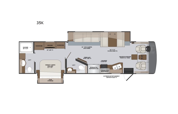Representative floor plan provided by a trusted RVshare partner.