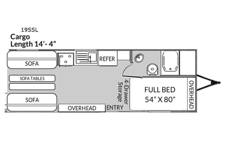 Representative floor plan provided by a trusted RVshare partner.