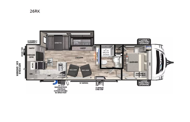 Representative floor plan provided by a trusted RVshare partner.