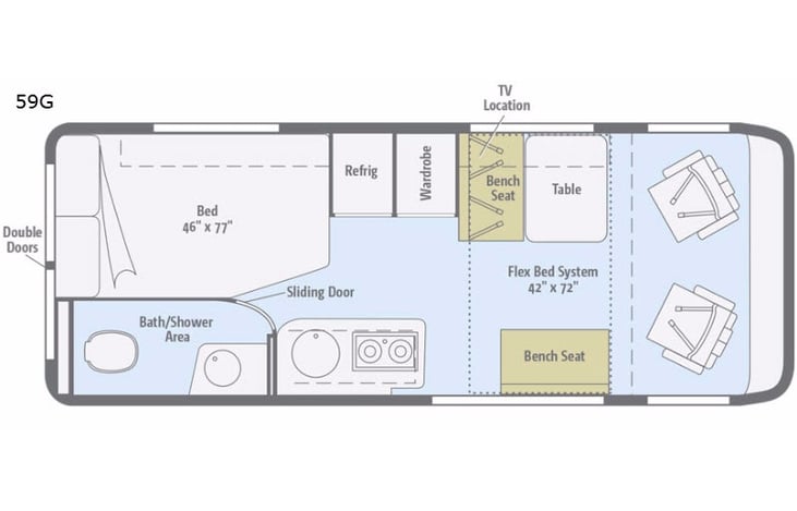 Representative floor plan provided by a trusted RVshare partner.