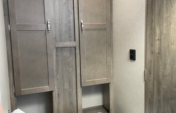 Master Bath with the toilet right in front of these cabinets.
