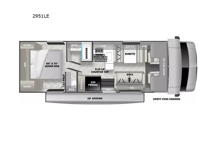 Representative floor plan provided by a trusted RVshare partner.