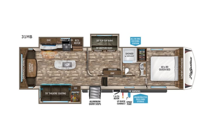 Representative floor plan provided by a trusted RVshare partner.
