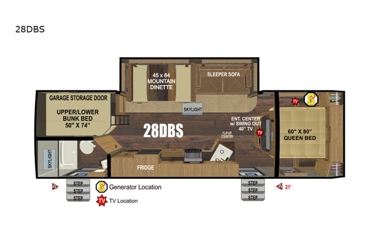 Representative floor plan provided by a trusted RVshare partner.
