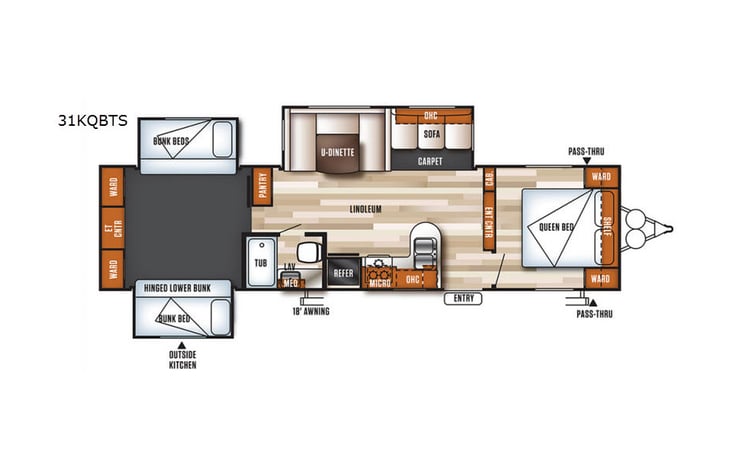 Representative floor plan provided by a trusted RVshare partner.