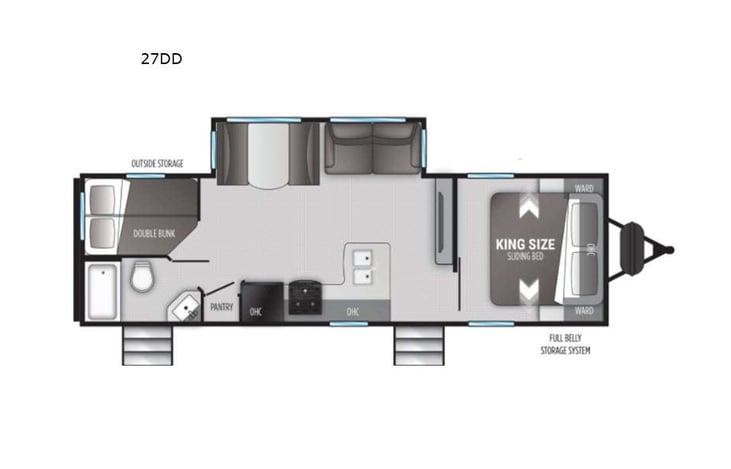 Representative floor plan provided by a trusted RVshare partner.