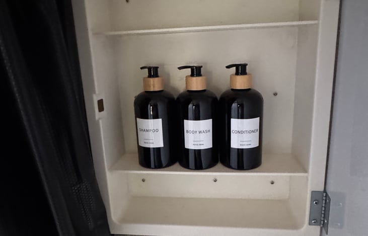 Body Wash, Shampoo, and Conditioner included.