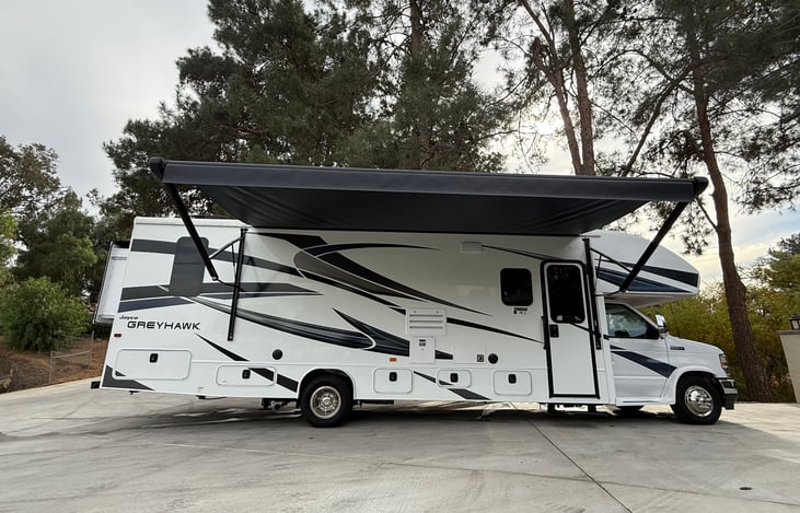 outdoor awning with led light strip