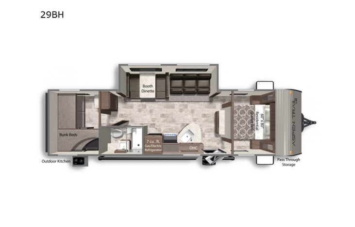 Representative floor plan provided by a trusted RVshare partner.