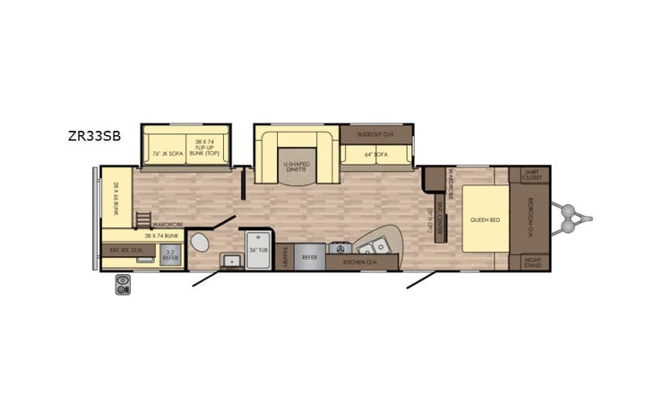 Representative floor plan provided by a trusted RVshare partner.