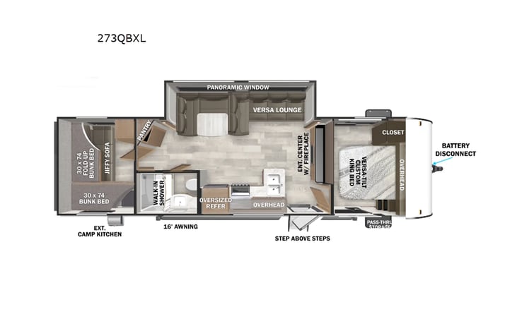 Representative floor plan provided by a trusted RVshare partner.