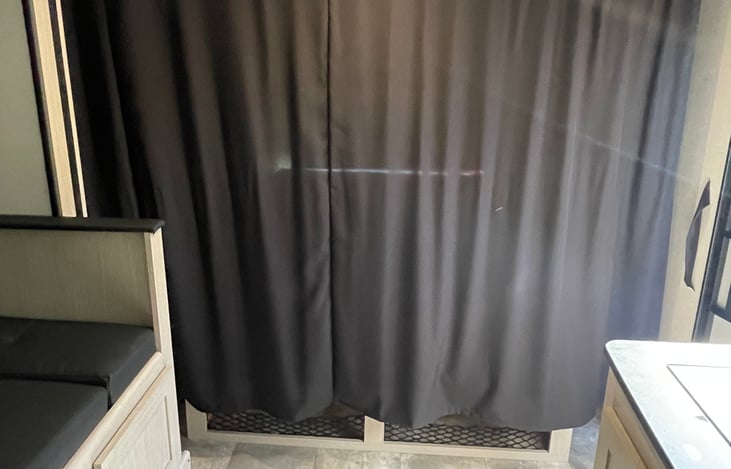 Private curtain to Queen bed