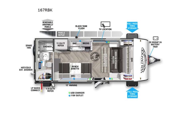 Representative floor plan provided by a trusted RVshare partner.