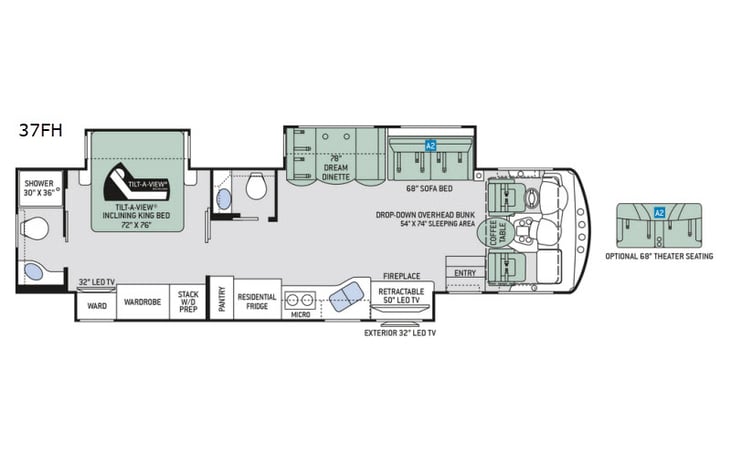 Representative floor plan provided by a trusted RVshare partner.