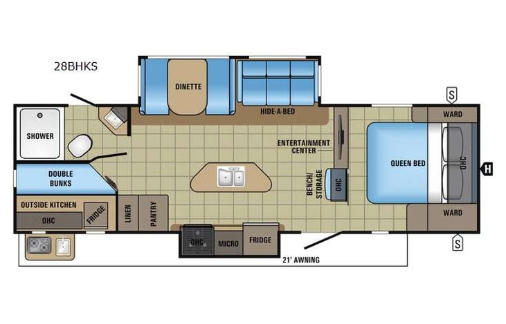 Representative floor plan provided by a trusted RVshare partner.
